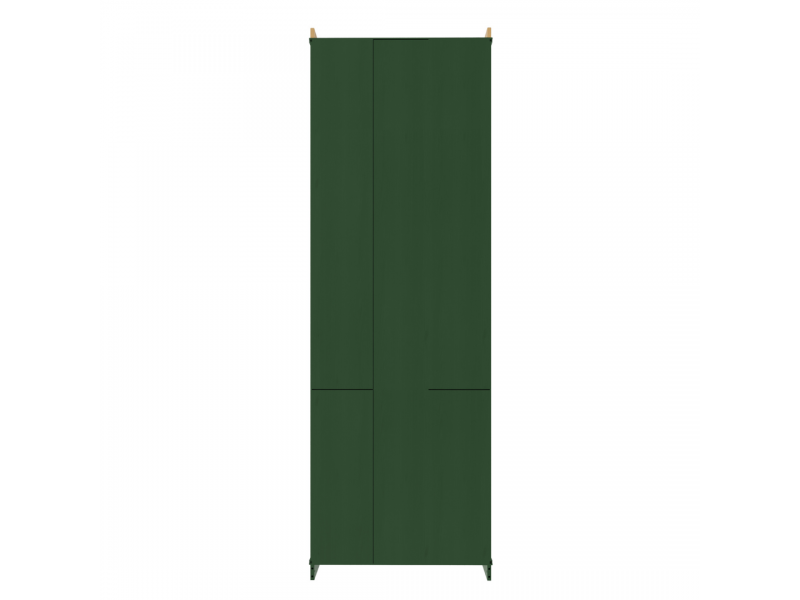 Estante Biblioteca 220 cm com duas portas de madeira e duas portas de vidro na cor verde com cera | Coleção Biblioteca